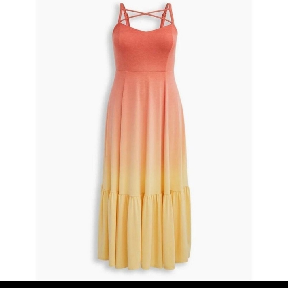 Orange and Yellow Tiered Ruffled Sundress - Picture 2 of 5